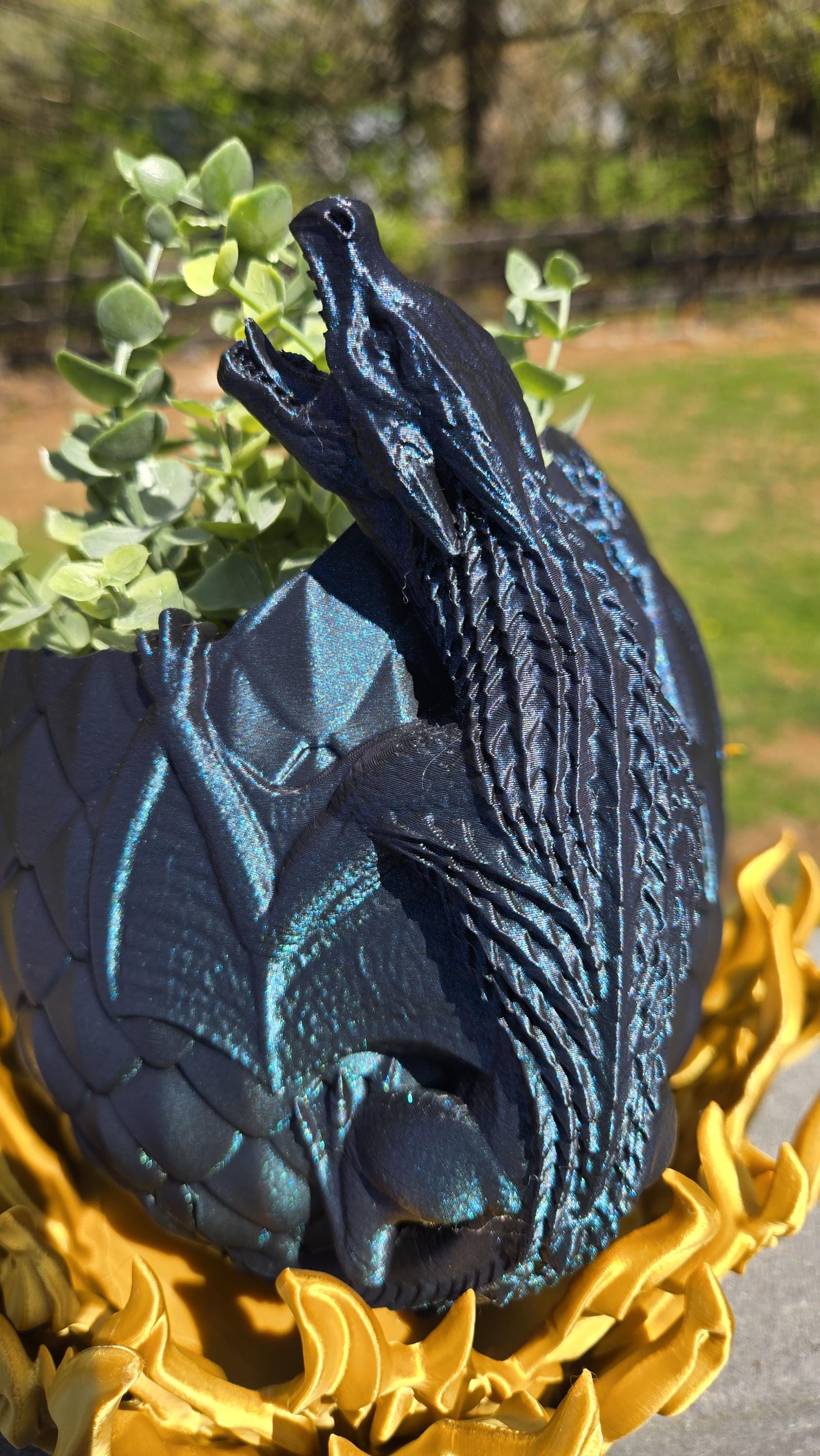 Dragon Hatching in Fire Planter with Drainage holes and watering hole