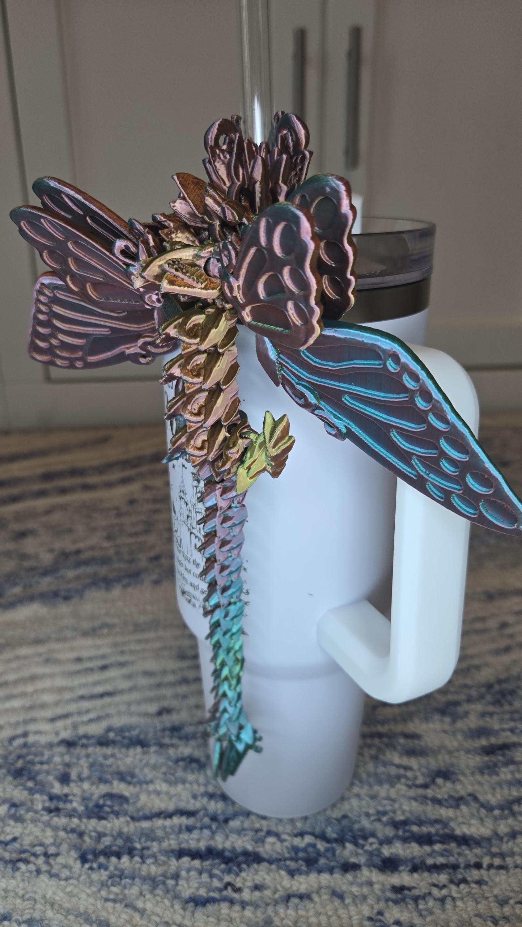 Tumbler straw charm - Butterfly Dragon