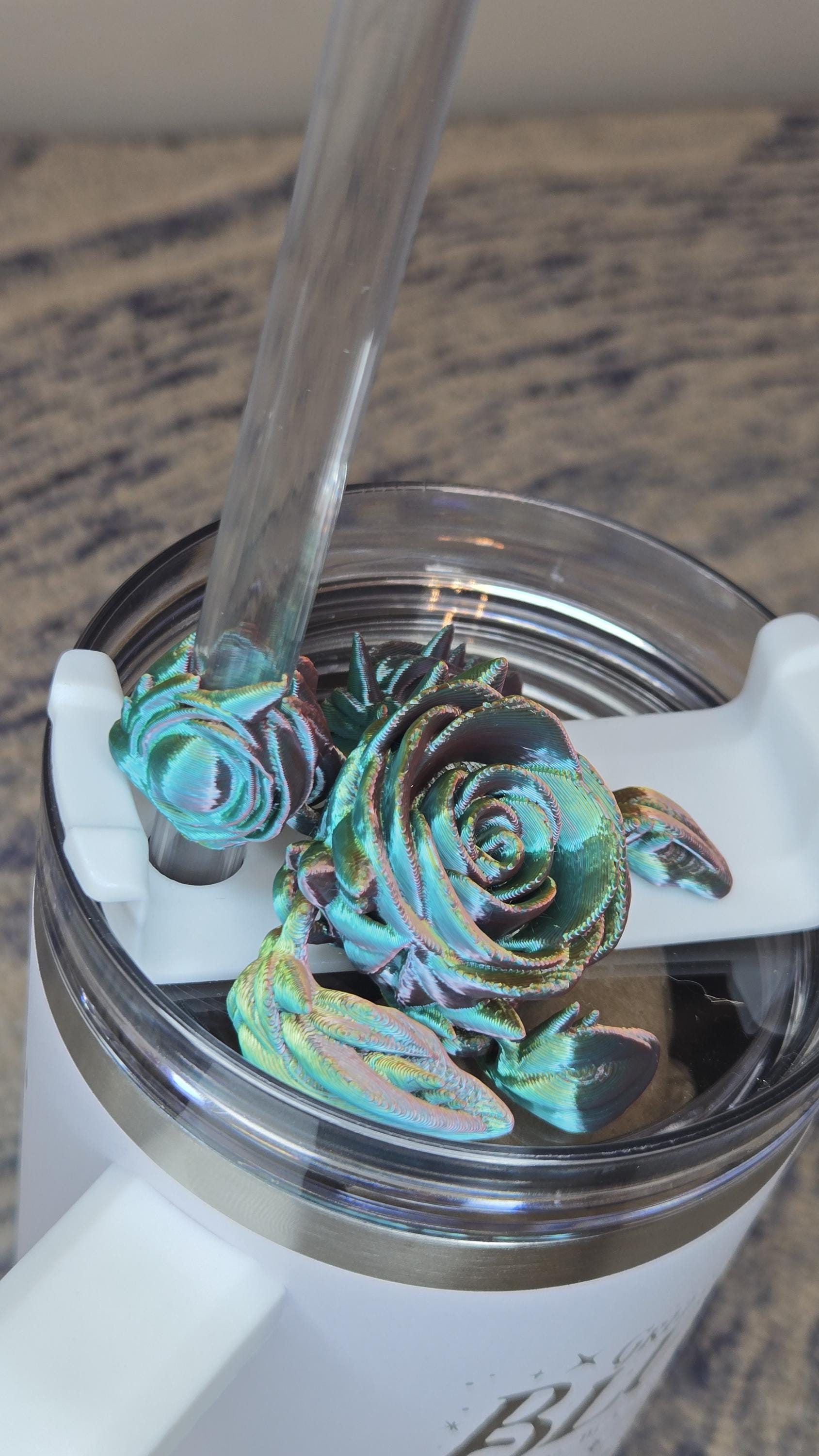 Tumbler straw charm - rose turtle
