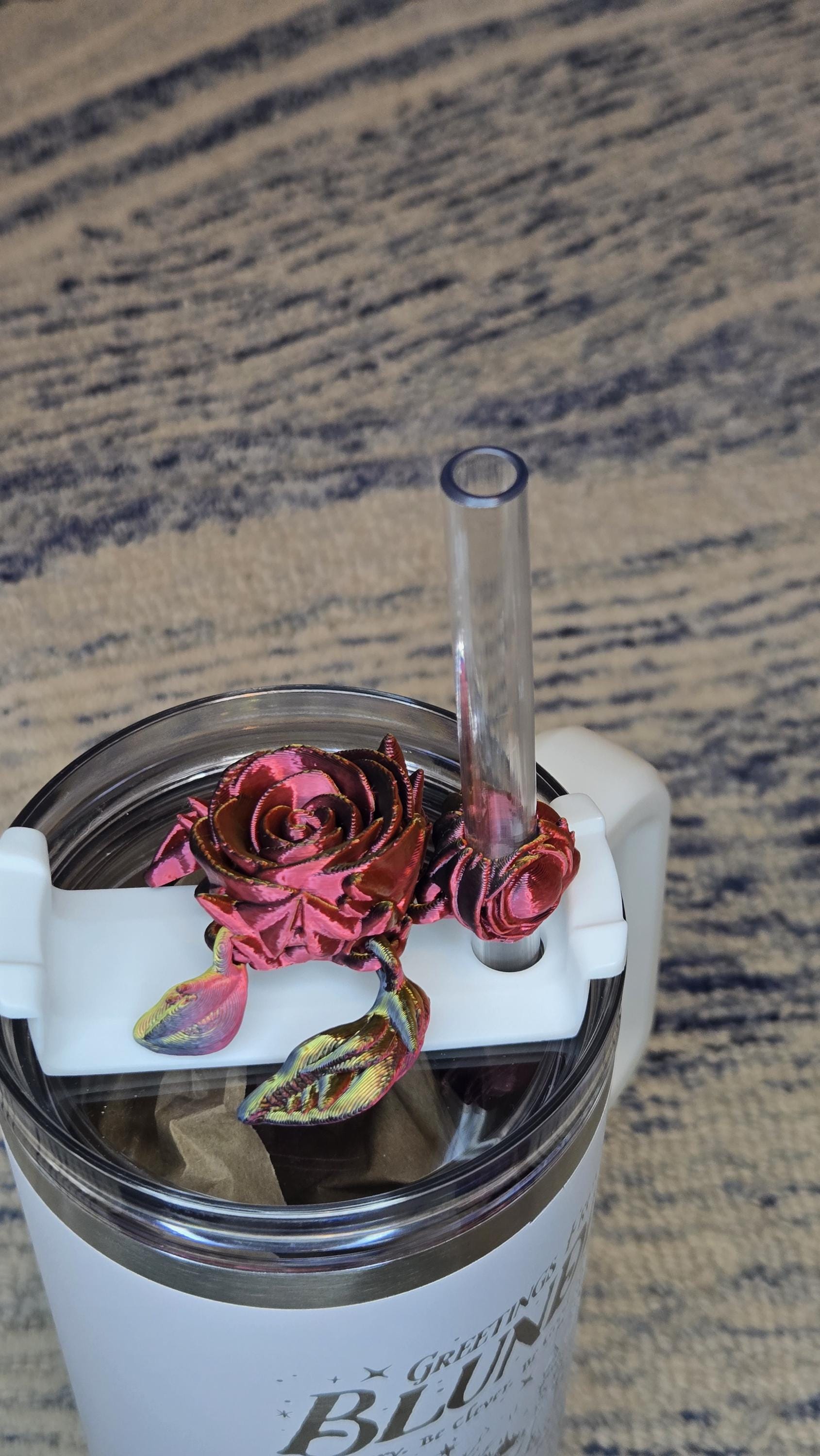 Tumbler straw charm - rose turtle