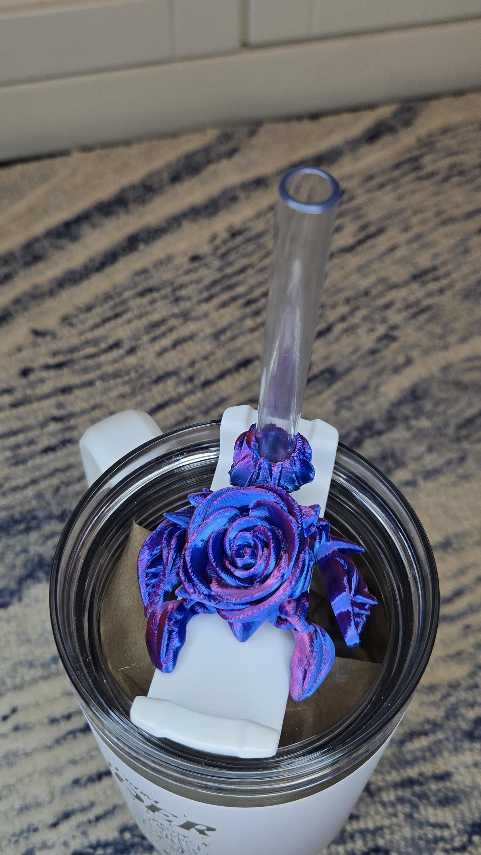 Tumbler straw charm - rose turtle