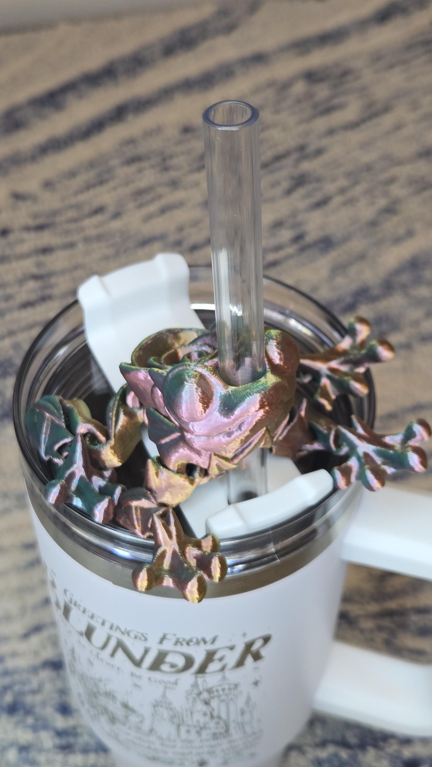 Tumbler straw charm - Rose Frog