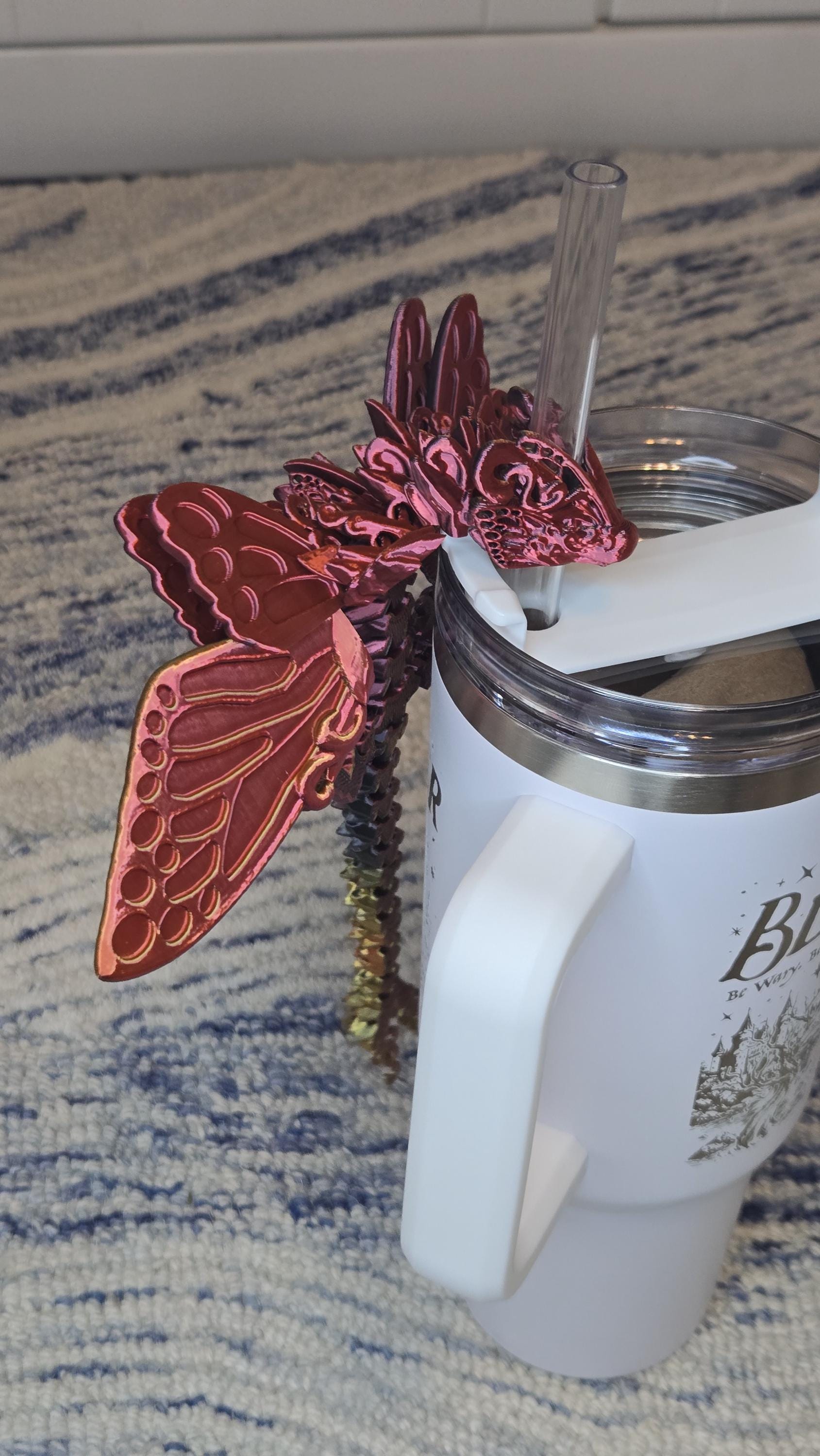 Tumbler straw charm - Butterfly Dragon