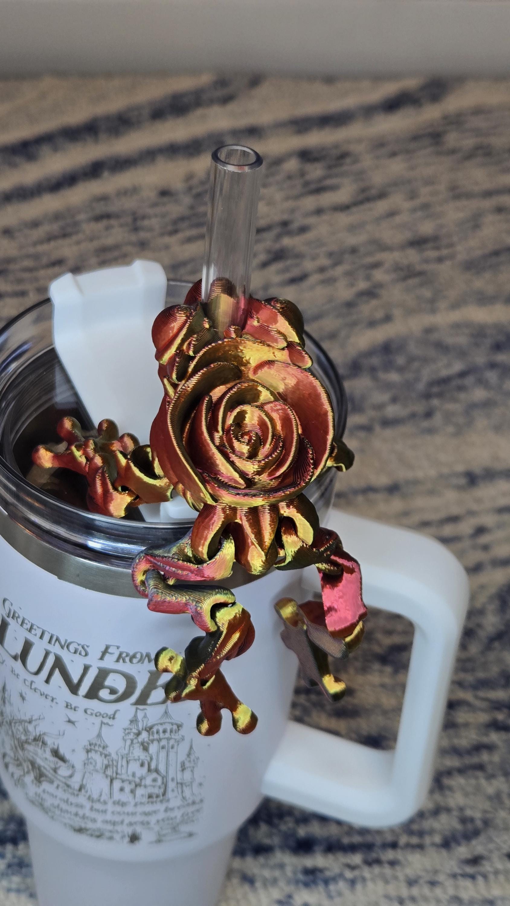 Tumbler straw charm - Rose Frog